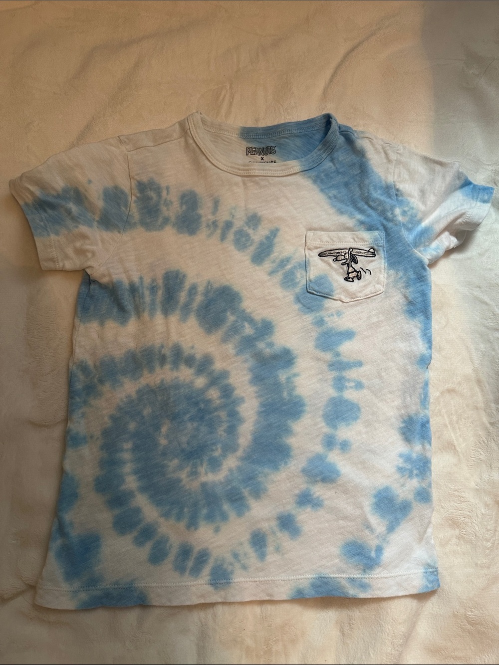 Crewcuts Snoopy soldout Blue & White Tie-Dye Pocket Tee
